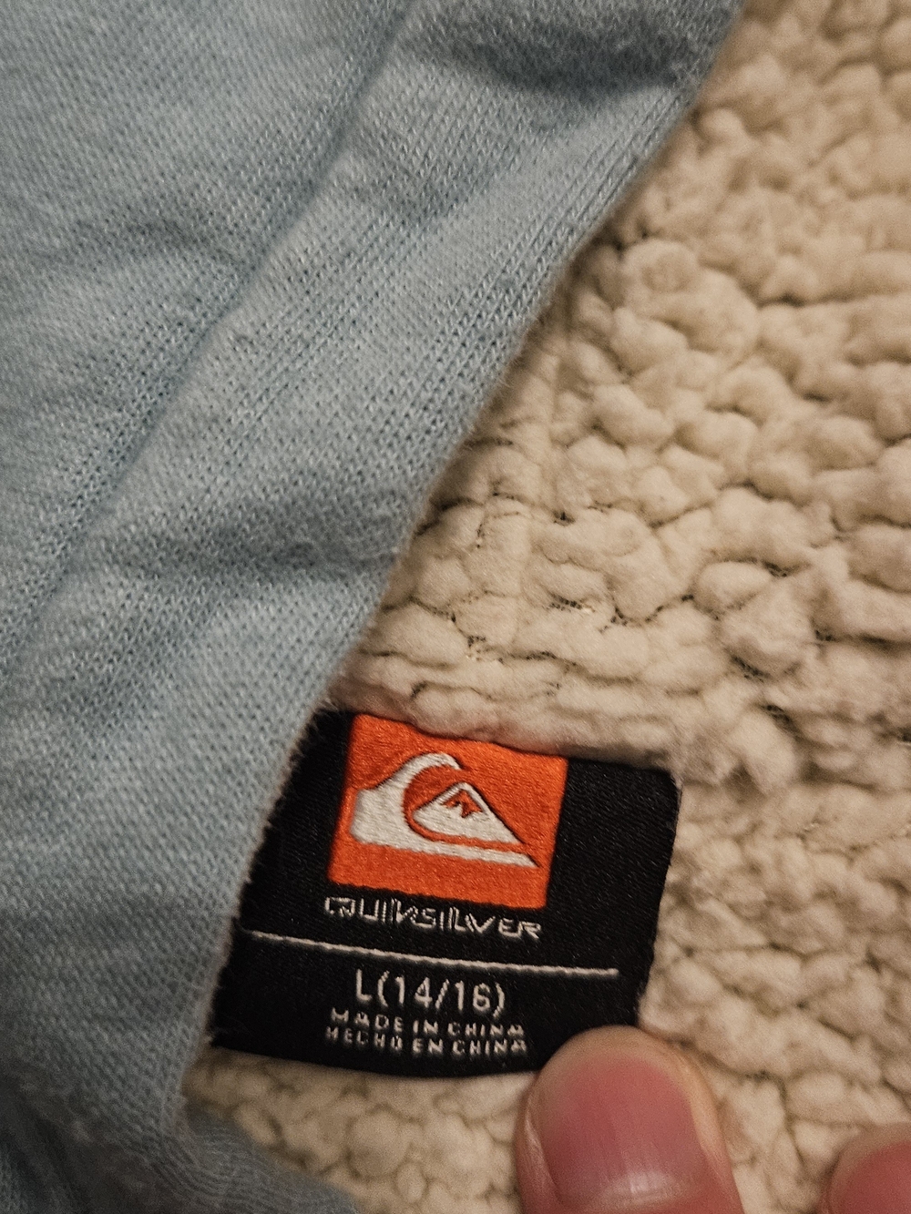 Quiksilver Men’s Light Blue Sherpa-Lined Sweater Hoodie